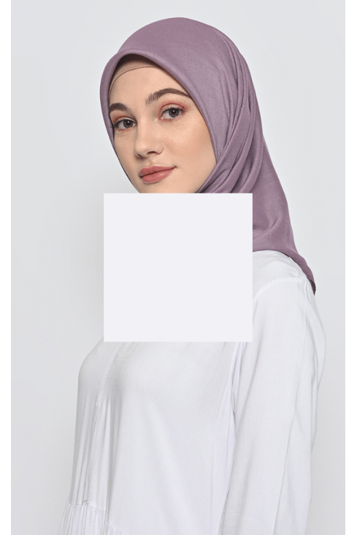 Hijab Segi Empat Voal Lily Jahit Tepi Dusty Purple